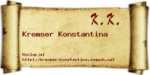 Kremser Konstantina névjegykártya
